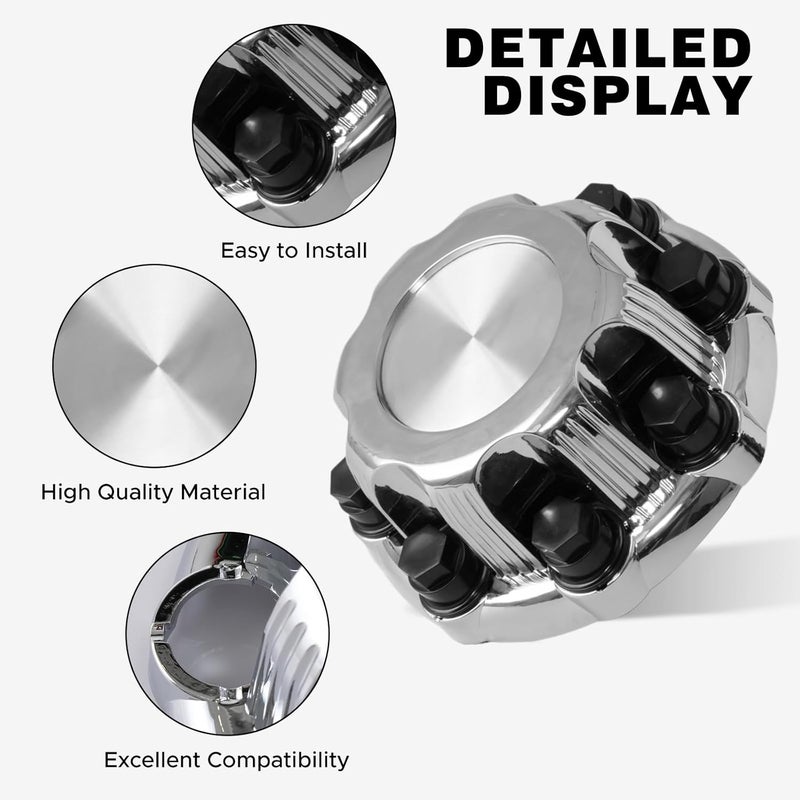 snobli (Set of 4) Chrome Wheel Center Caps 8 Lugs Compatible with Select 16 Inch Van & Truck - Replacement 15039489, 15039488, 9597169, 9597170 - Image 5